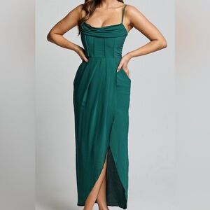 Showpo Emerald Green Corset Midi Dress